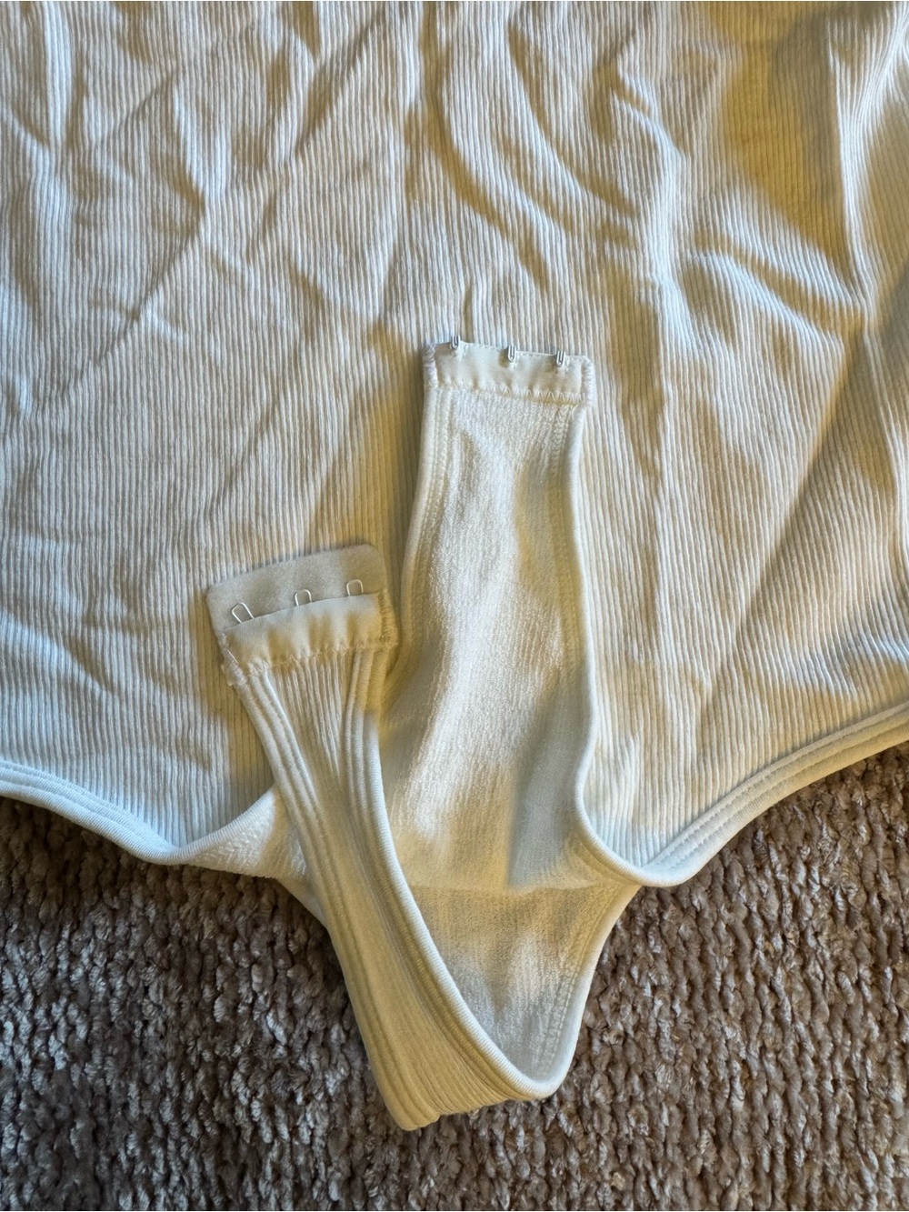 White Ribbed One-Piece Bodysuit - Picture 4 of 5